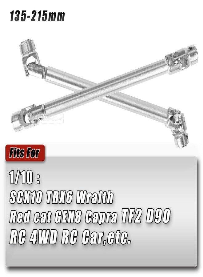 قطع غيار ترقية عمود الدوران العالمي من RCHuiWow لسيارات التحكم عن بعد 4WD من طراز SCX10 II Red cat D90 Gen7/Pro GEN8 بمقياس 1/10، مصنوعة من الفولاذ المقوى رقم 45 (135-215 مم)، قطعتان، لون فضي - Image 2